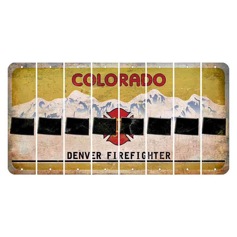 Colorado Denver Firefighter Cut License Plate Strips (Set of 8) State Silhouette