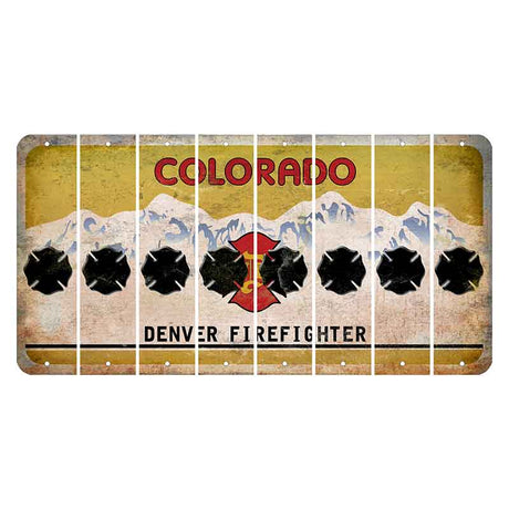 Colorado Denver Firefighter Cut License Plate Strips (Set of 8) Fire Badge