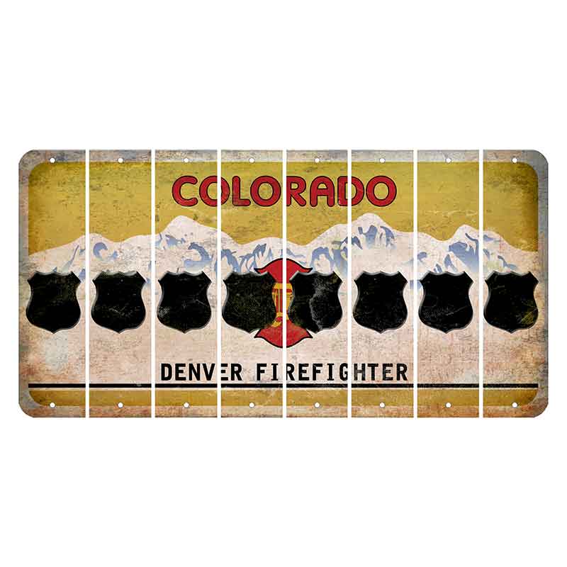 Colorado Denver Firefighter Cut License Plate Strips (Set of 8) Police Badge