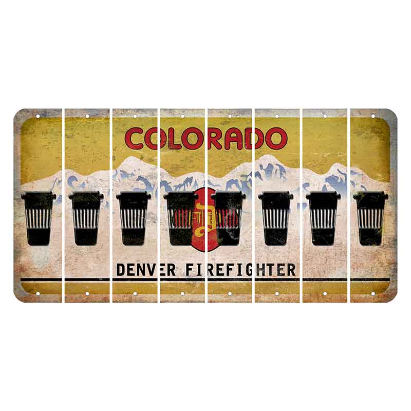 Colorado Denver Firefighter Cut License Plate Strips (Set of 8) Latte