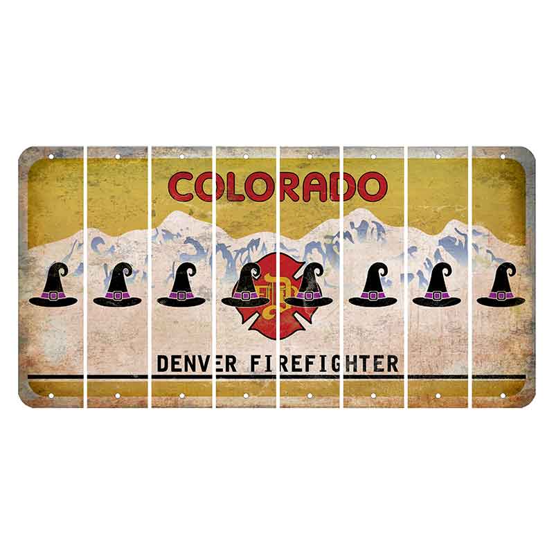 Colorado Denver Firefighter Cut License Plate Strips (Set of 8) Witches Hat