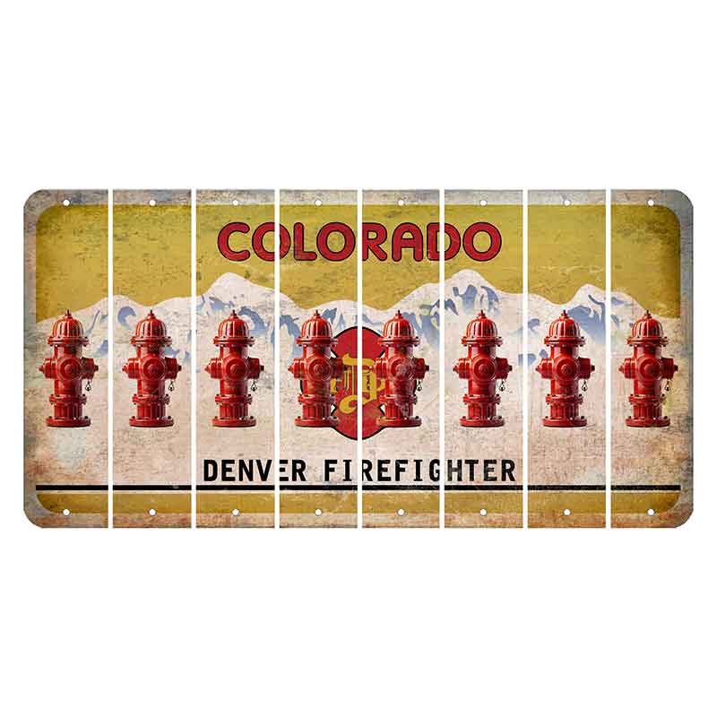 Colorado Denver Firefighter Cut License Plate Strips (Set of 8) Fire Hydrant