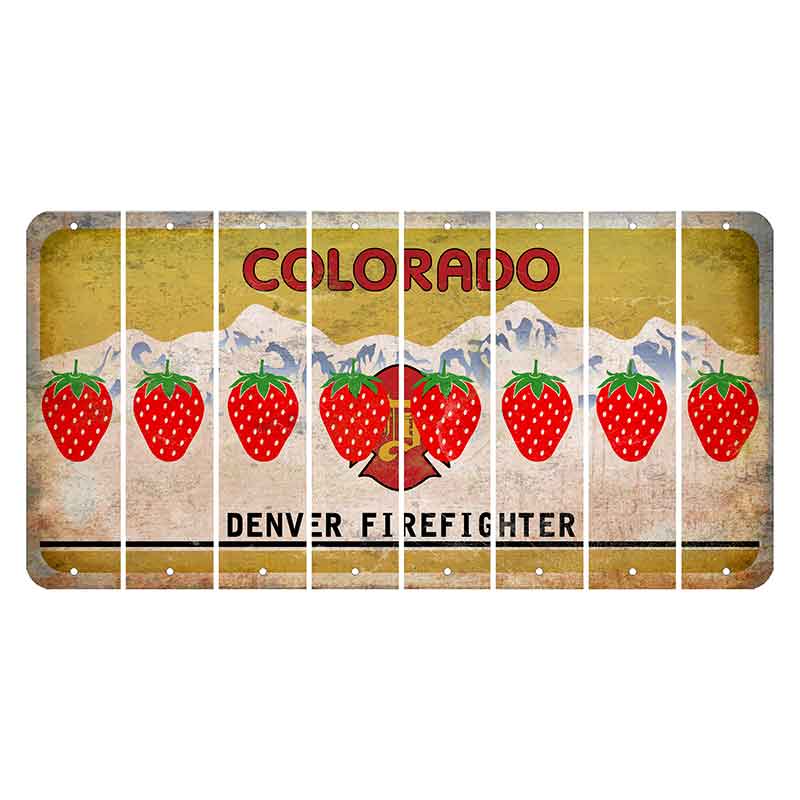Colorado Denver Firefighter Cut License Plate Strips (Set of 8) Strawberry