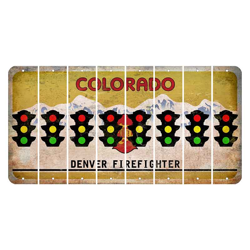 Colorado Denver Firefighter Cut License Plate Strips (Set of 8) Traffic Light