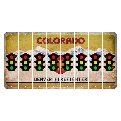Colorado Denver Firefighter Cut License Plate Strips (Set of 8) Traffic Light