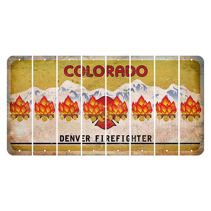Colorado Denver Firefighter Cut License Plate Strips (Set of 8) Campfire