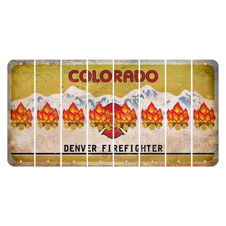 Colorado Denver Firefighter Cut License Plate Strips (Set of 8) Campfire