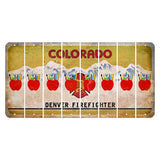 Colorado Denver Firefighter Cut License Plate Strips (Set of 8) Teacher Apple