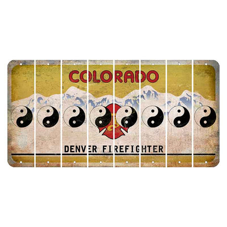 Colorado Denver Firefighter Cut License Plate Strips (Set of 8) Yin Yang