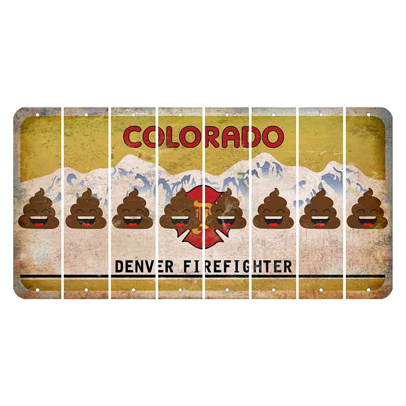 Colorado Denver Firefighter Cut License Plate Strips (Set of 8) Emoji - Poop