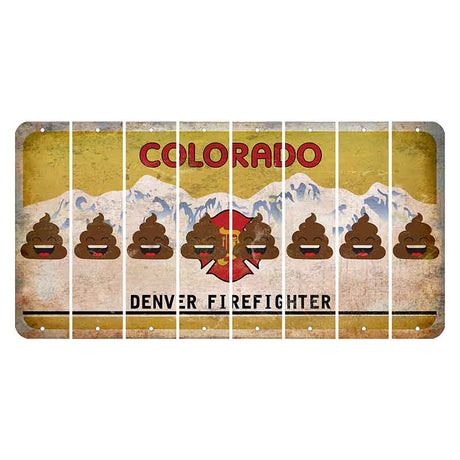 Colorado Denver Firefighter Cut License Plate Strips (Set of 8) Emoji - Poop
