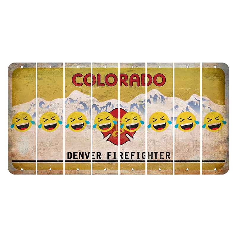 Colorado Denver Firefighter Cut License Plate Strips (Set of 8) Emoji - Laughing