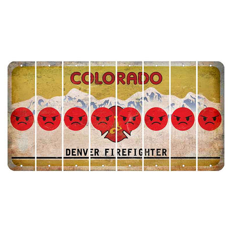 Colorado Denver Firefighter Cut License Plate Strips (Set of 8) Emoji - Angry
