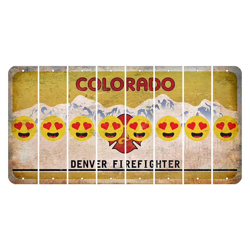 Colorado Denver Firefighter Cut License Plate Strips (Set of 8) Emoji - Heart Eyes
