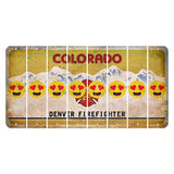 Colorado Denver Firefighter Cut License Plate Strips (Set of 8) Emoji - Heart Eyes