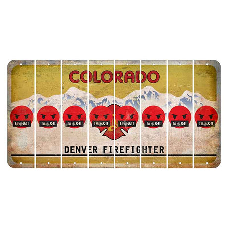 Colorado Denver Firefighter Cut License Plate Strips (Set of 8) Emoji - Pissed