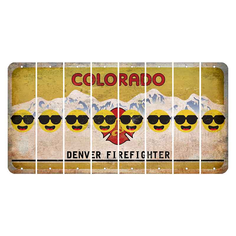Colorado Denver Firefighter Cut License Plate Strips (Set of 8) Emoji - Shades