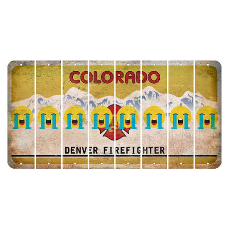 Colorado Denver Firefighter Cut License Plate Strips (Set of 8) Emoji - Crying