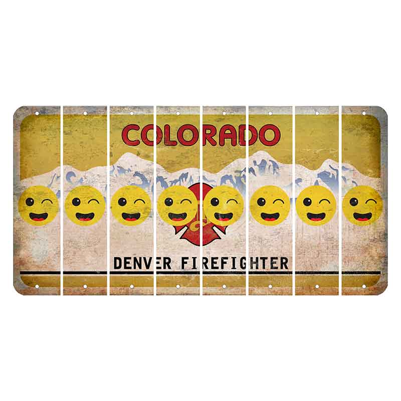 Colorado Denver Firefighter Cut License Plate Strips (Set of 8) Emoji - Winking