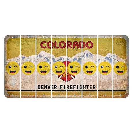 Colorado Denver Firefighter Cut License Plate Strips (Set of 8) Emoji - Winking
