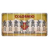 Colorado Denver Firefighter Cut License Plate Strips (Set of 8) Skeleton