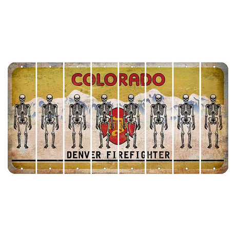 Colorado Denver Firefighter Cut License Plate Strips (Set of 8) Skeleton
