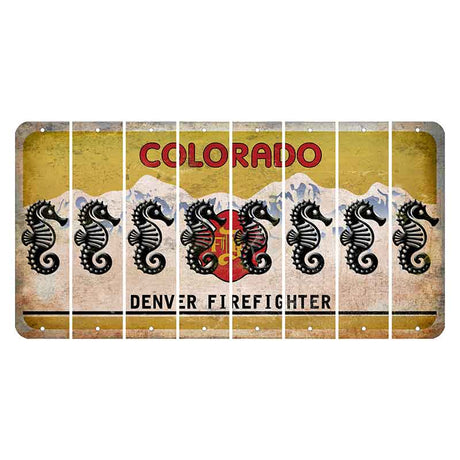 Colorado Denver Firefighter Cut License Plate Strips (Set of 8) Seahorse