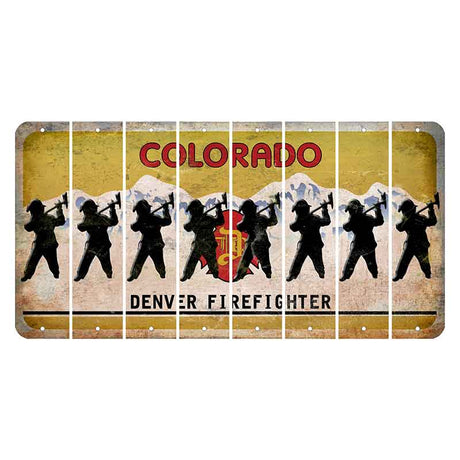 Colorado Denver Firefighter Cut License Plate Strips (Set of 8) Fireman with Axe