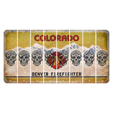 Colorado Denver Firefighter Cut License Plate Strips (Set of 8) Sugar Skull