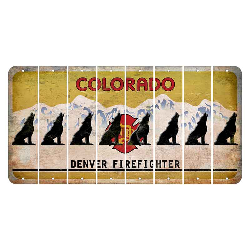 Colorado Denver Firefighter Cut License Plate Strips (Set of 8) Howling Wolf