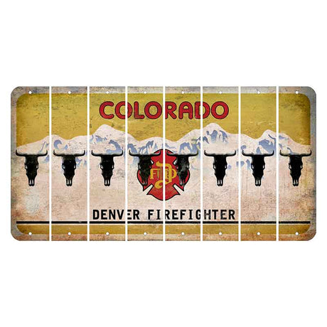 Colorado Denver Firefighter Cut License Plate Strips (Set of 8) Cow Skull