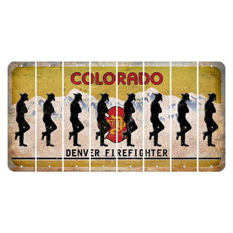 Colorado Denver Firefighter Cut License Plate Strips (Set of 8) Cowboy - Leaning