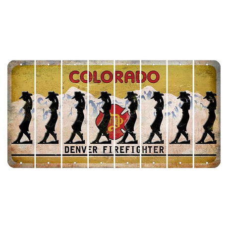 Colorado Denver Firefighter Cut License Plate Strips (Set of 8) Cowgirl - Leaning