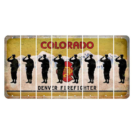 Colorado Denver Firefighter Cut License Plate Strips (Set of 8) Soldier - Saluting
