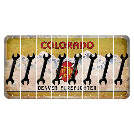 Colorado Denver Firefighter Cut License Plate Strips (Set of 8) Wrench