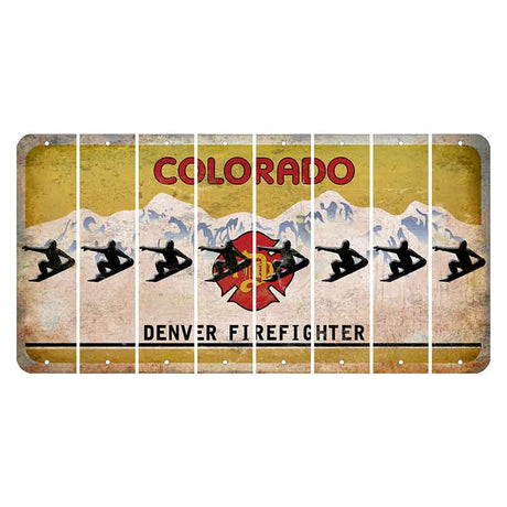 Colorado Denver Firefighter Cut License Plate Strips (Set of 8) Snowboarder