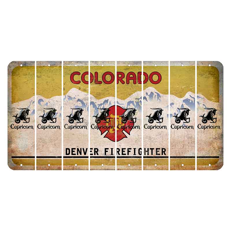 Colorado Denver Firefighter Cut License Plate Strips (Set of 8) Zodiac Sign - Capricorn