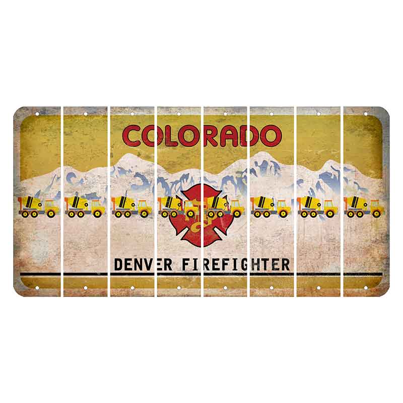 Colorado Denver Firefighter Cut License Plate Strips (Set of 8) Cement Truck