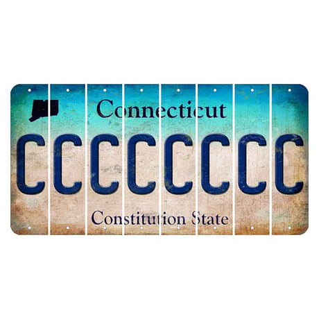 Connecticut Constitution State Cut License Plate Strips (Set of 8) C