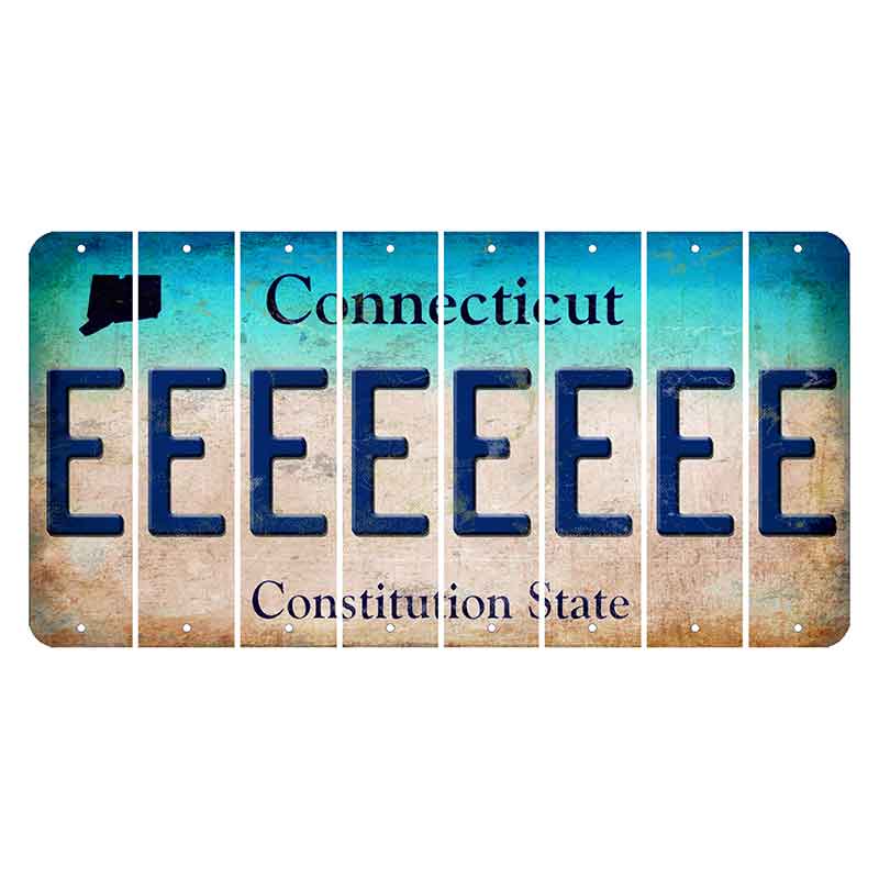 Connecticut Constitution State Cut License Plate Strips (Set of 8) E
