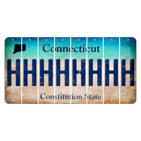 Connecticut Constitution State Cut License Plate Strips (Set of 8) H