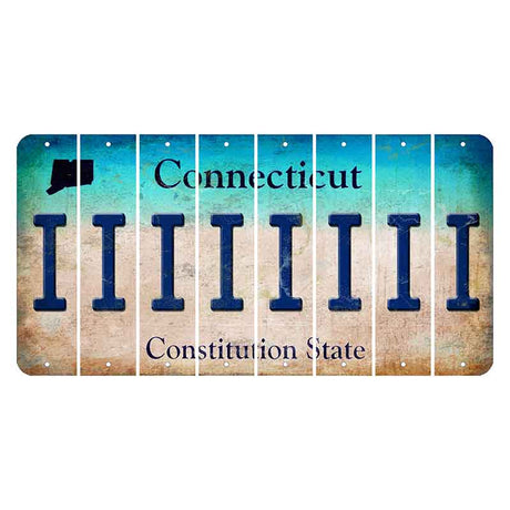 Connecticut Constitution State Cut License Plate Strips (Set of 8) I