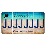 Connecticut Constitution State Cut License Plate Strips (Set of 8) J