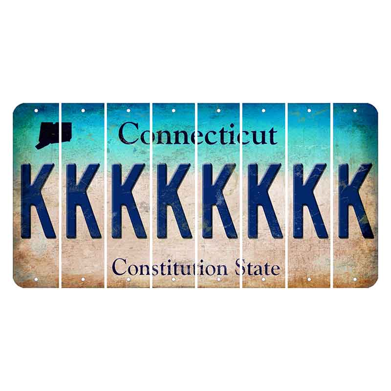 Connecticut Constitution State Cut License Plate Strips (Set of 8) K