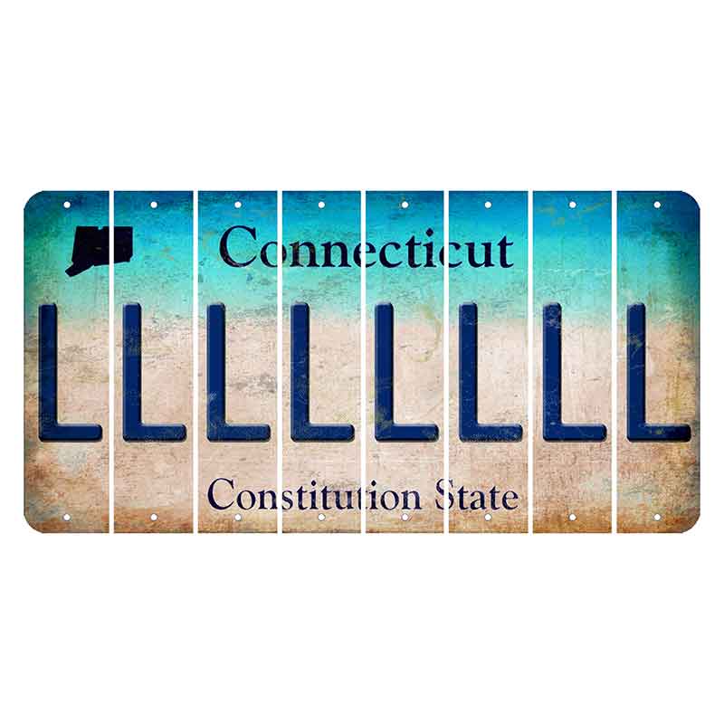 Connecticut Constitution State Cut License Plate Strips (Set of 8) L