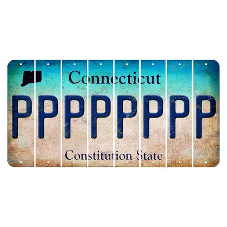 Connecticut Constitution State Cut License Plate Strips (Set of 8) P
