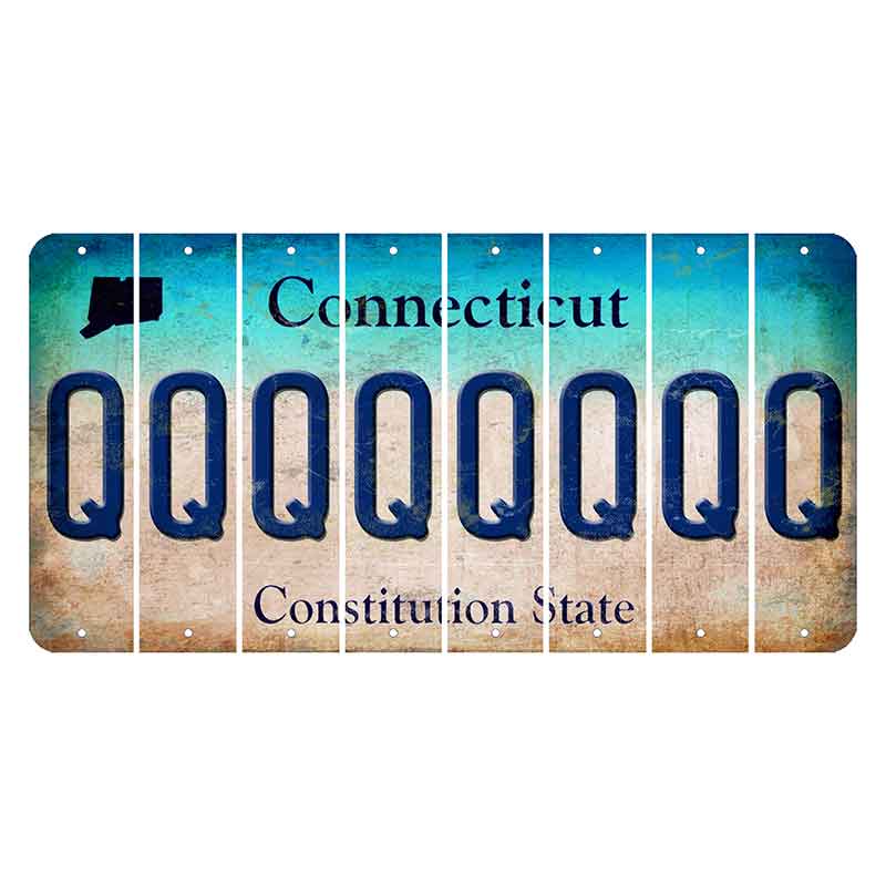 Connecticut Constitution State Cut License Plate Strips (Set of 8) Q