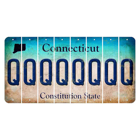 Connecticut Constitution State Cut License Plate Strips (Set of 8) Q