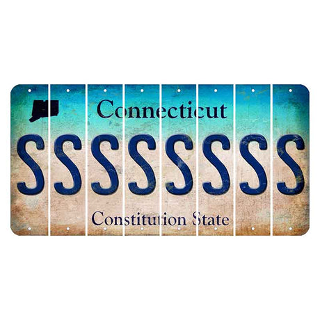 Connecticut Constitution State Cut License Plate Strips (Set of 8) S