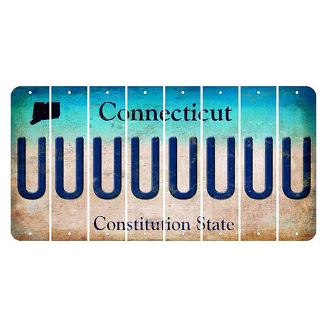 Connecticut Constitution State Cut License Plate Strips (Set of 8) U